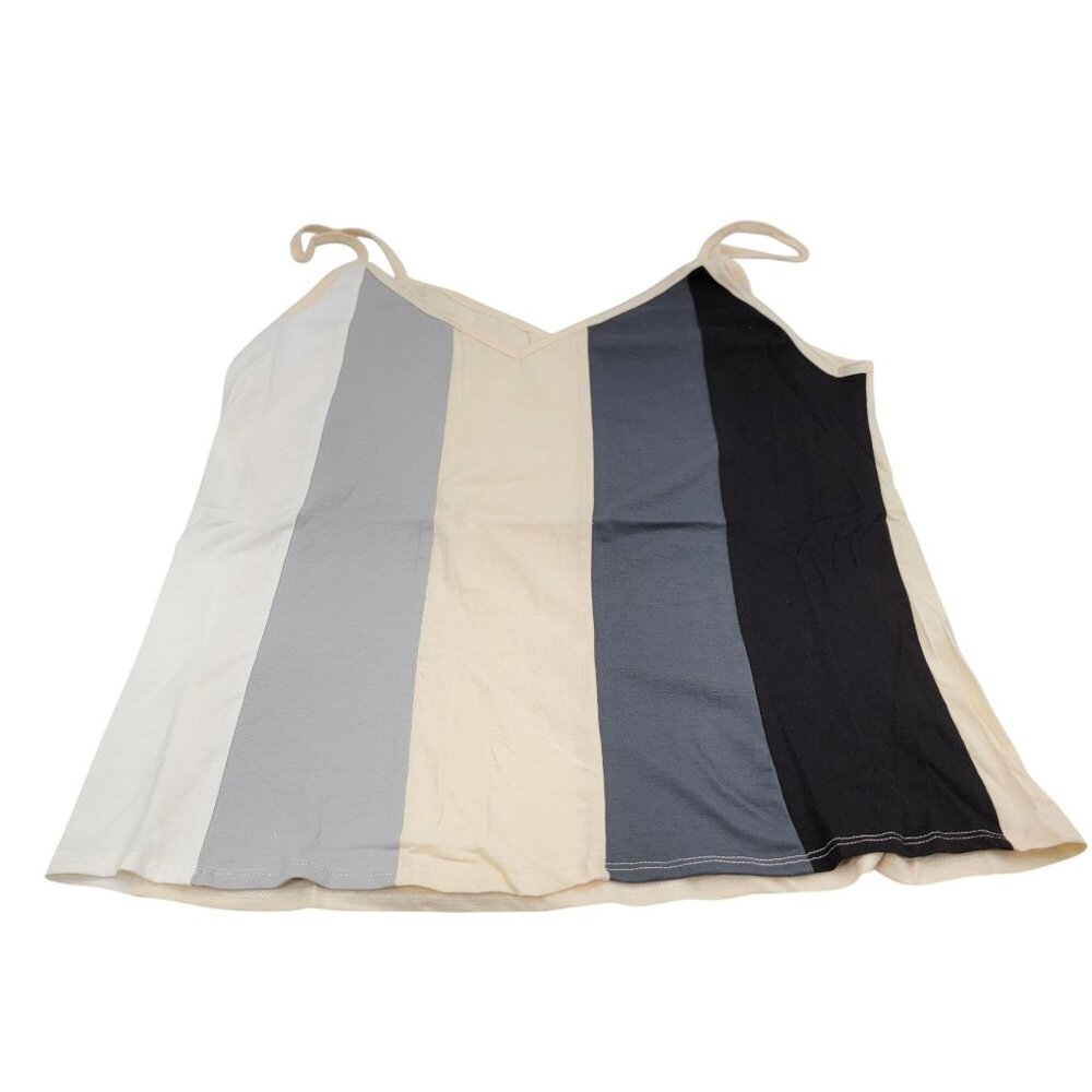 Bibi Pallet Color Block Knit Cami Top With Adjustable Straps Sleeveless Design L